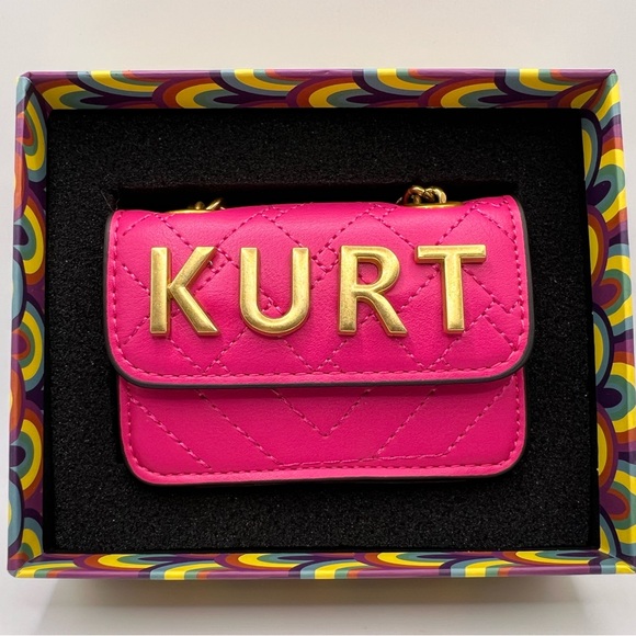 Kurt Geiger Handbags - Kurt Geiger Pink Quilted Mini Kensington Bag with Gold Lettering